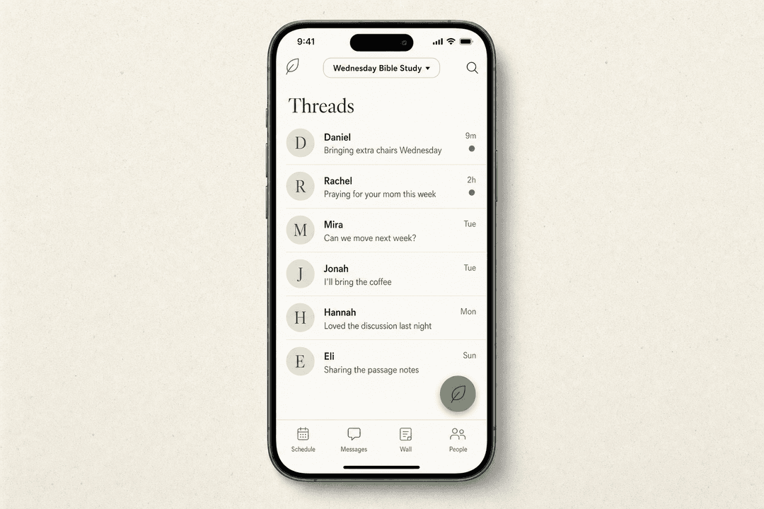 Abide Messages showing conversation list